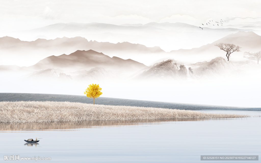 大气 高档客厅山水 tif分层