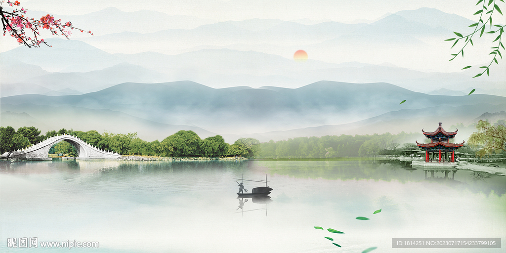 山水画江南水乡