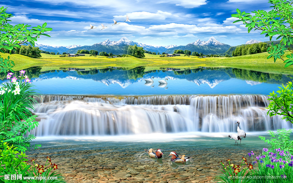 新中式流水生财背景墙