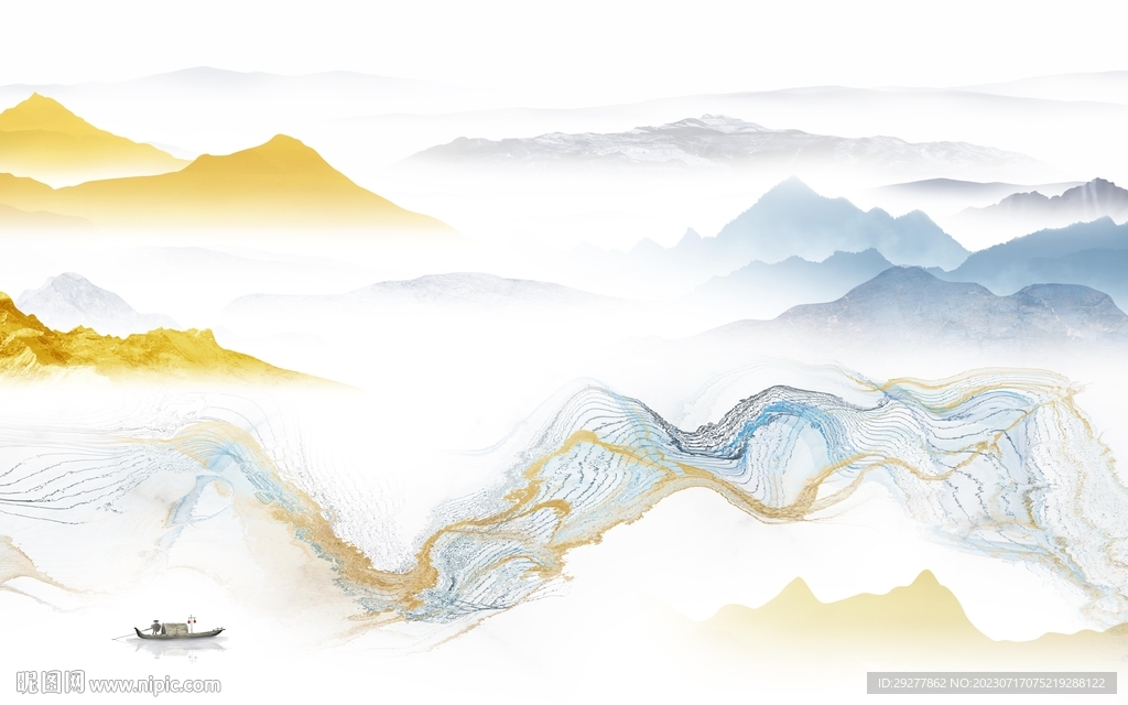 人气 中式山水背景 TIf分层