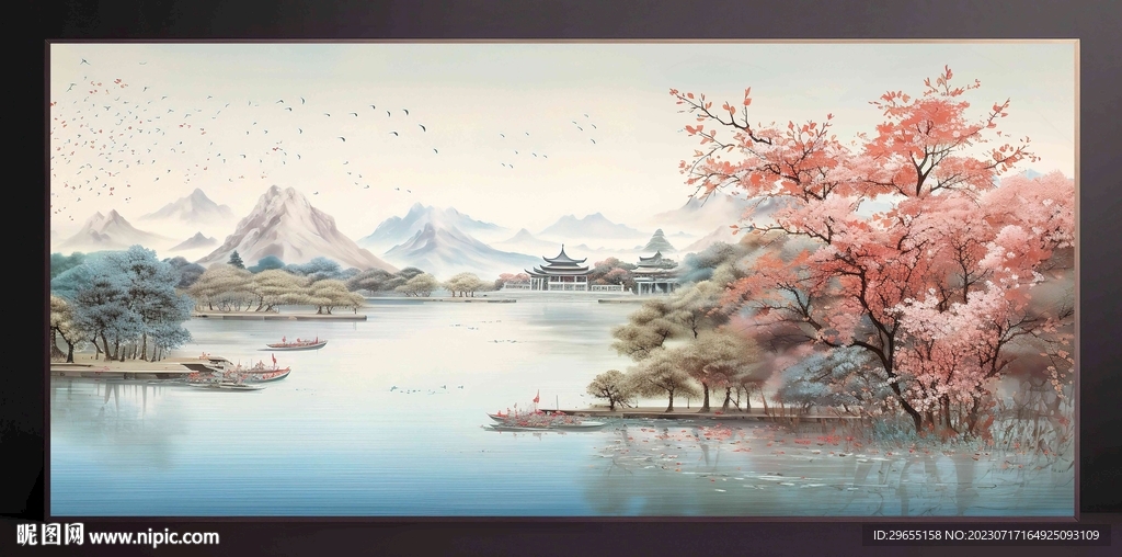 山水画装饰画无框画