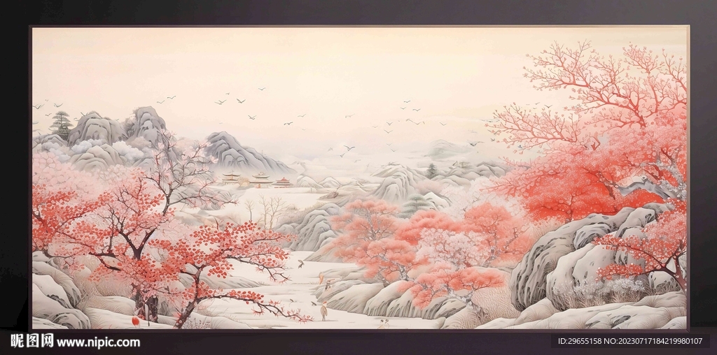 山水画装饰画无框画