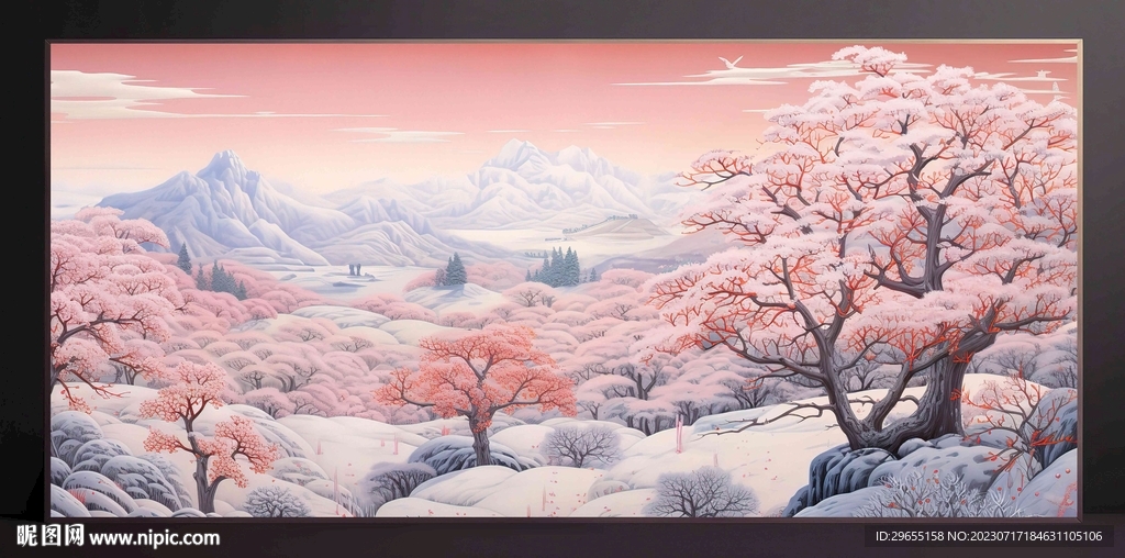 山水画装饰画无框画