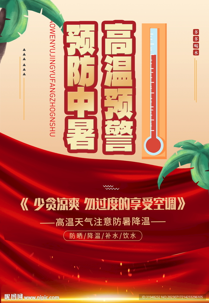 高温预警预防中暑海报