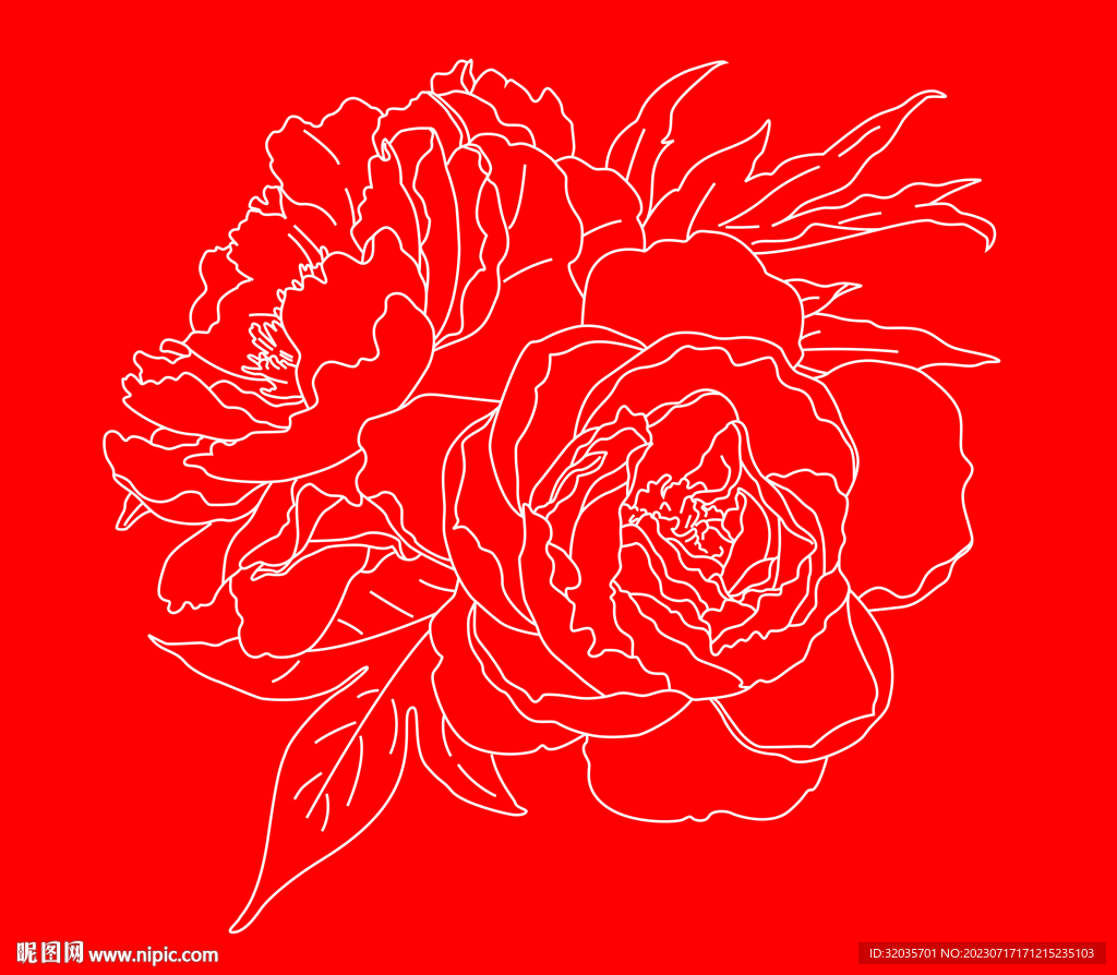 牡丹花线稿图
