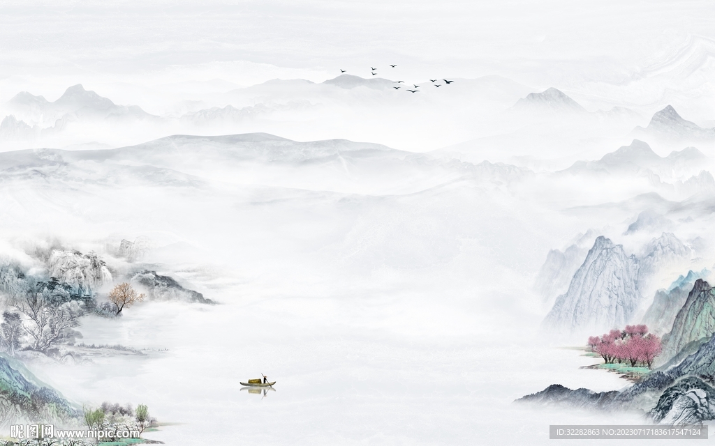 高端 最新款山水画 tif分层