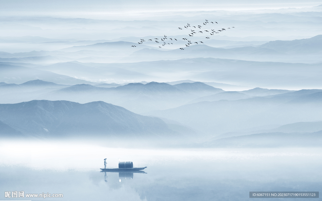 禅意水墨山水画