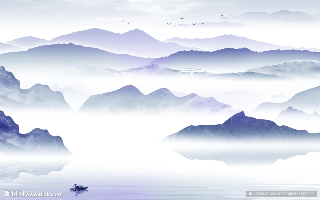 客厅 高档简约山水 TIF分层