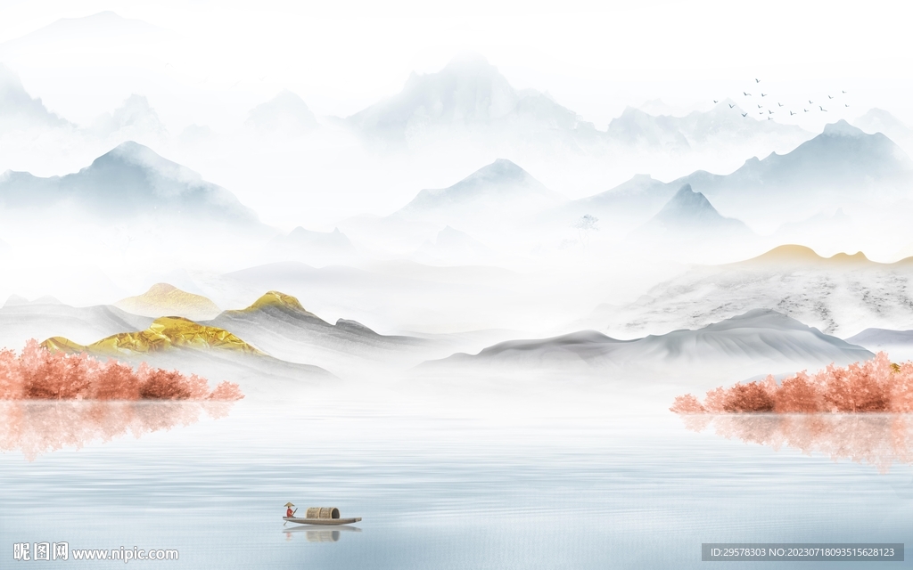 最新 高档简约山水 TIF分层