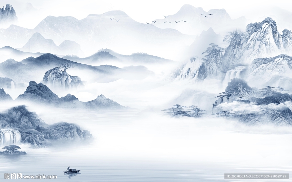 高清 高档简约山水 TIF分层