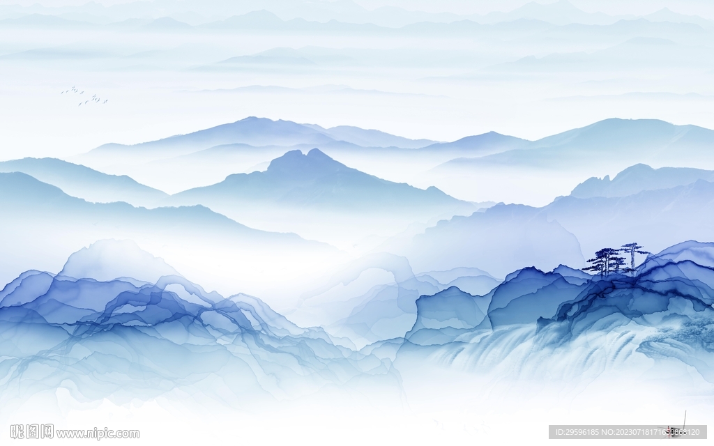 现代 新款客厅山水 TIf分层