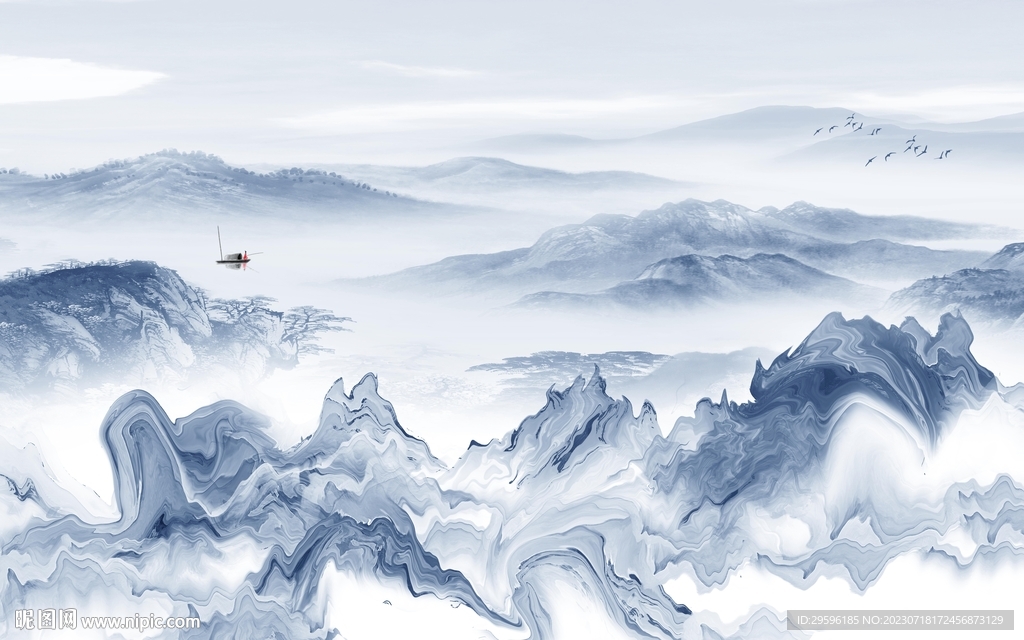 人气 新款客厅山水 TIf分层