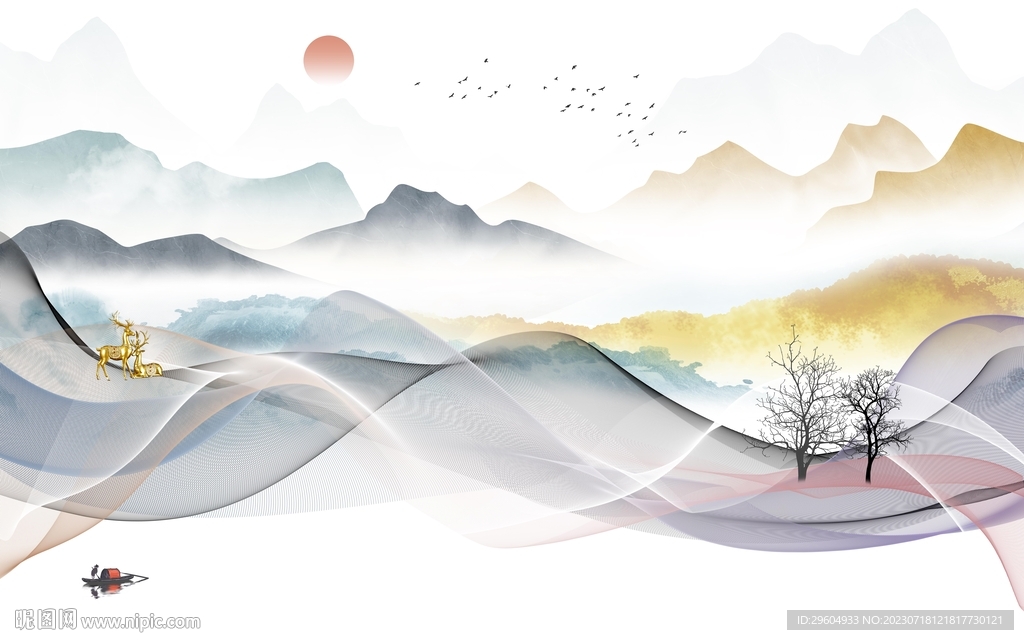 客厅 新品爆款山水 TIf分层