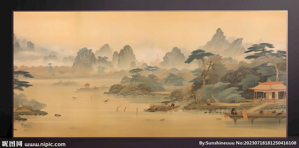 山水画装饰画无框画