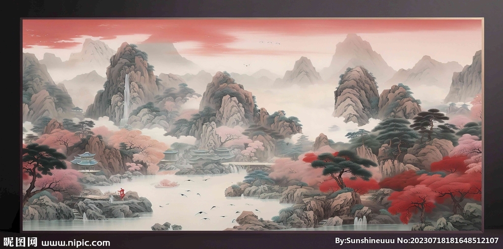 山水画装饰画无框画