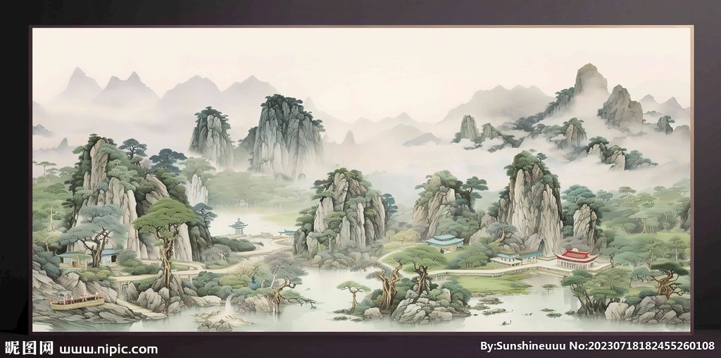 山水画装饰画无框画