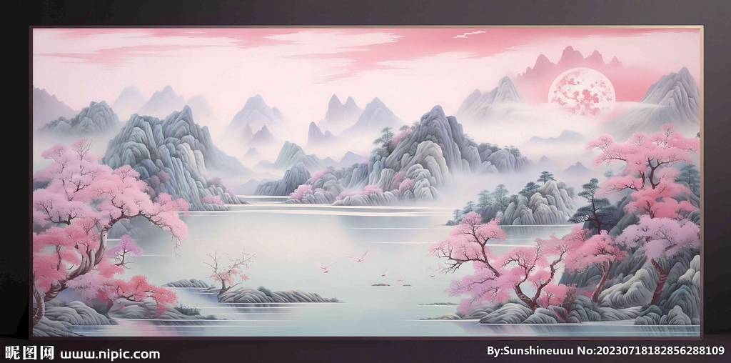 山水画装饰画无框画