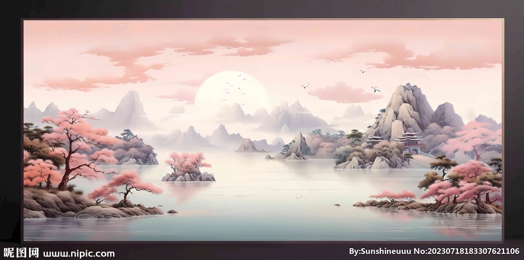 山水画装饰画无框画