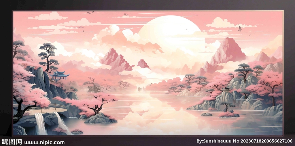 山水画装饰画无框画