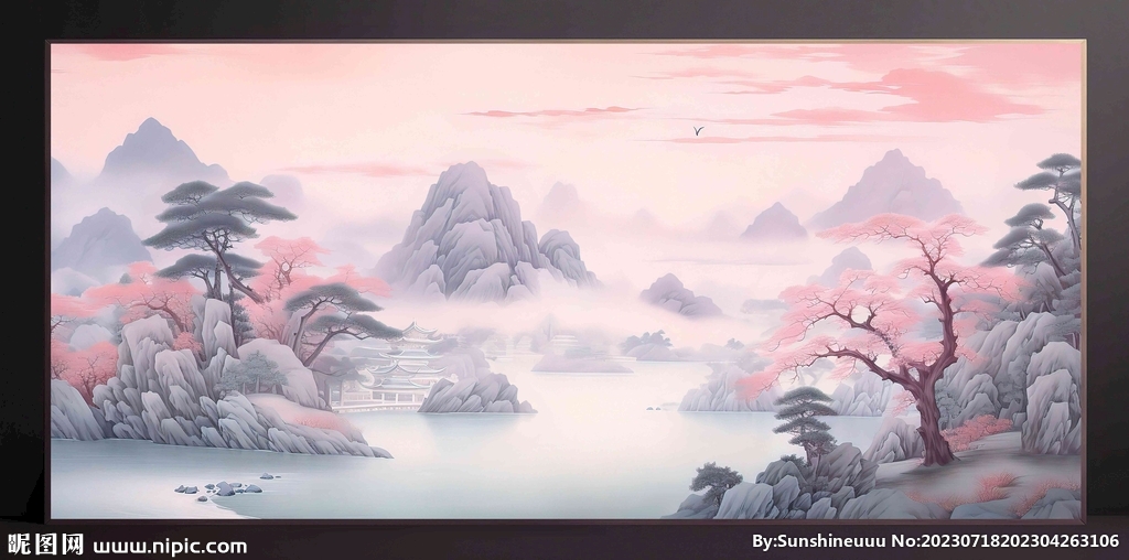 山水画装饰画无框画