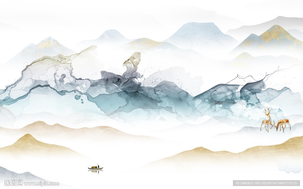 高档 高端中式山水 TIf分层