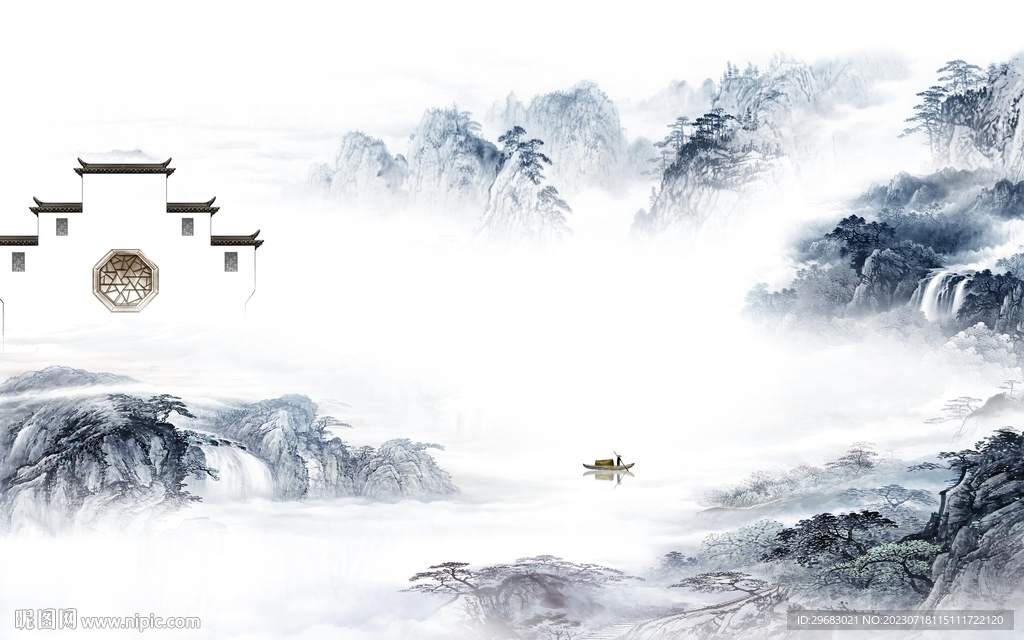 人气 高端中式山水 TIf分层