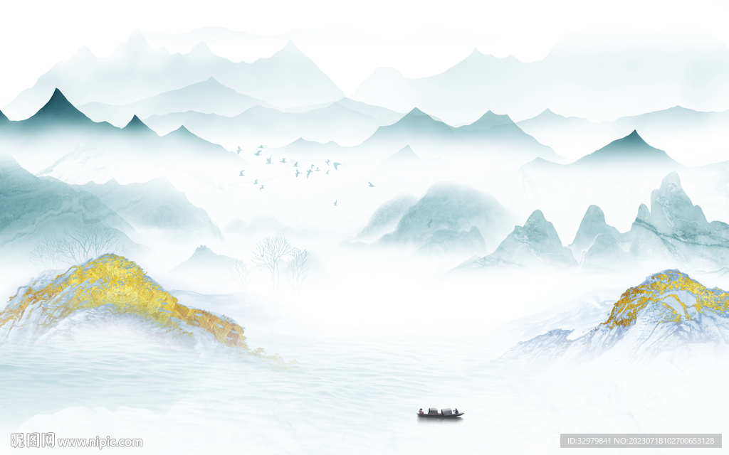 客厅 新款中式山水 tif分层