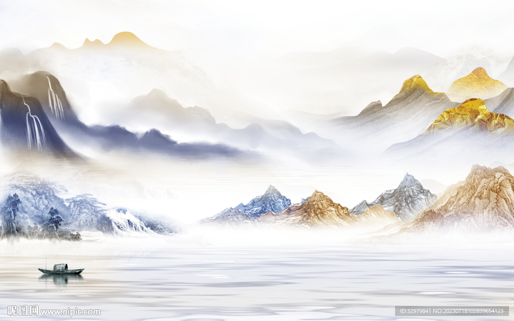 简约 新款中式山水 tif分层