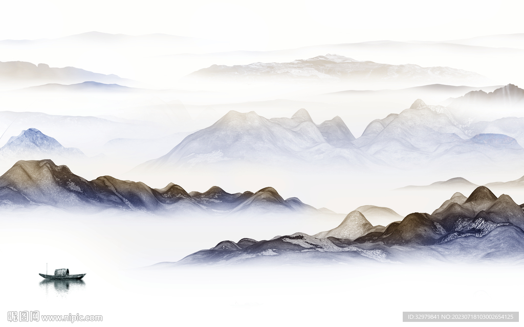 现代 新款中式山水 tif分层