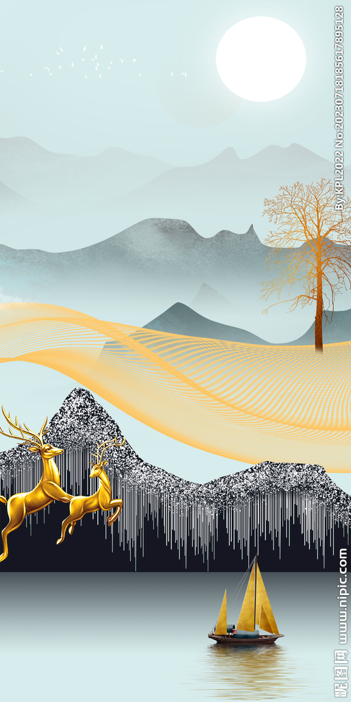 高清 新意境玄关画 TiF分层