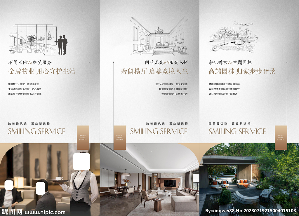 高端物业园林价值点海报