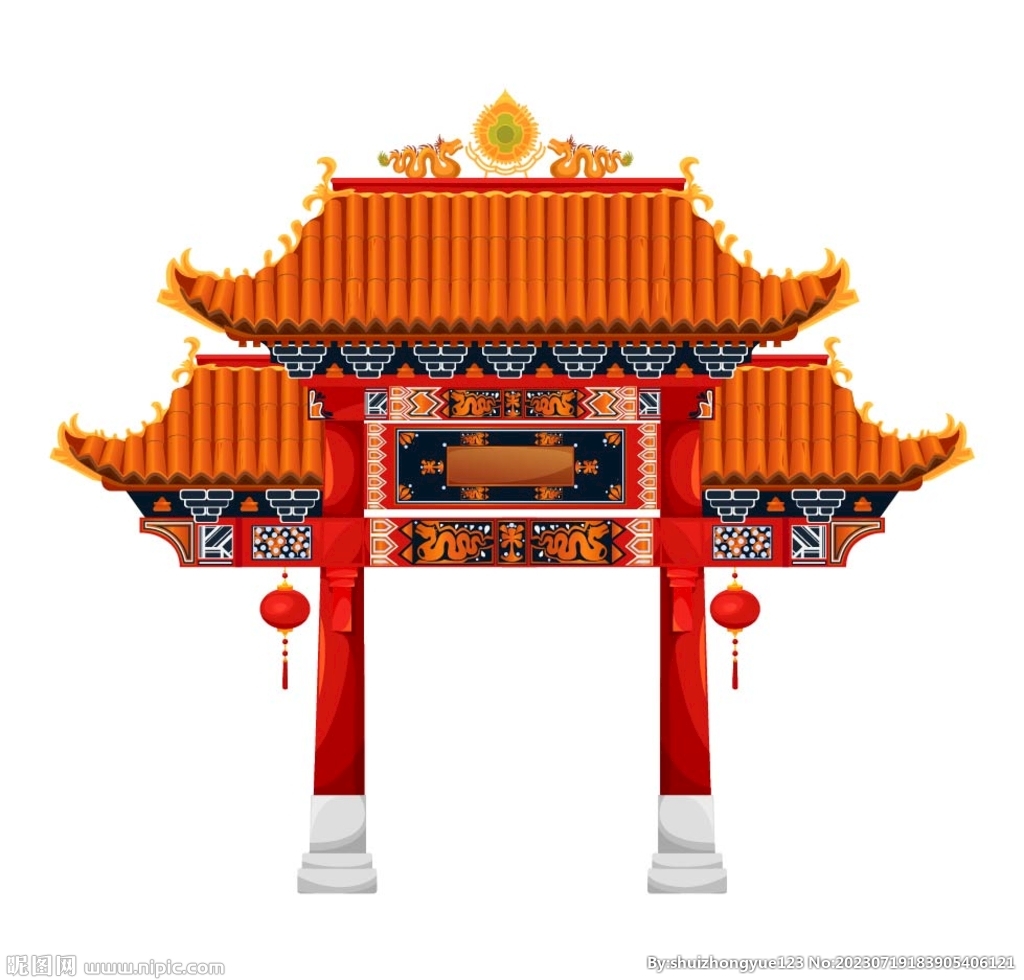 中式建筑牌坊门楼