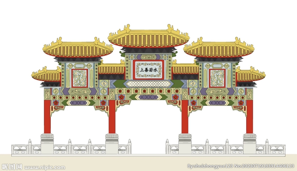 中式建筑牌坊门楼