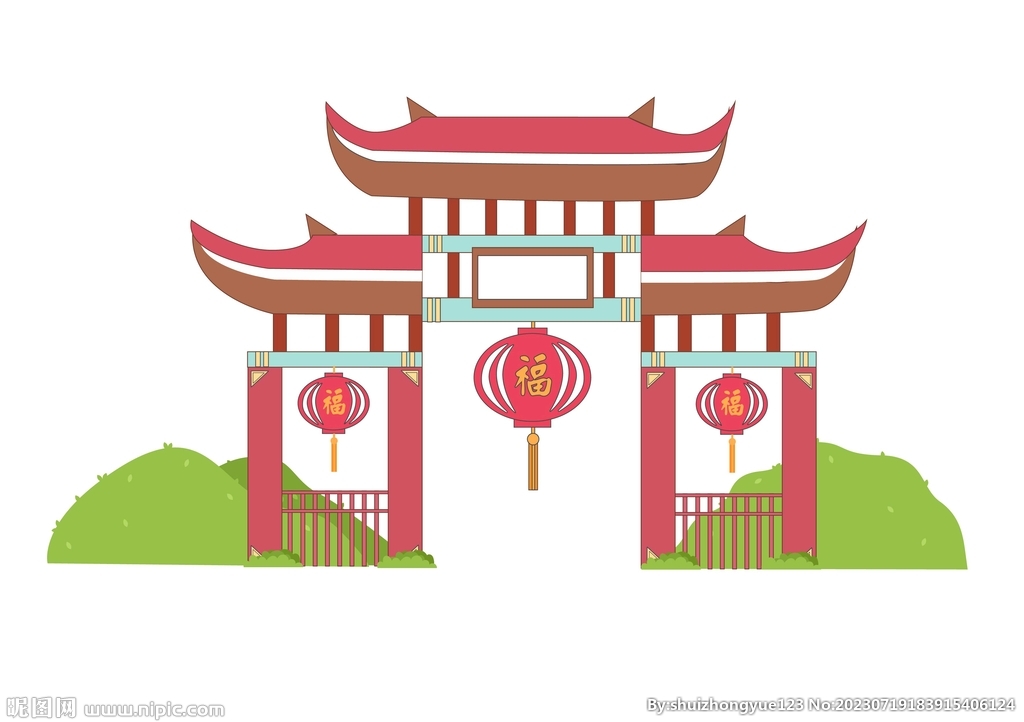 中式建筑牌坊门楼