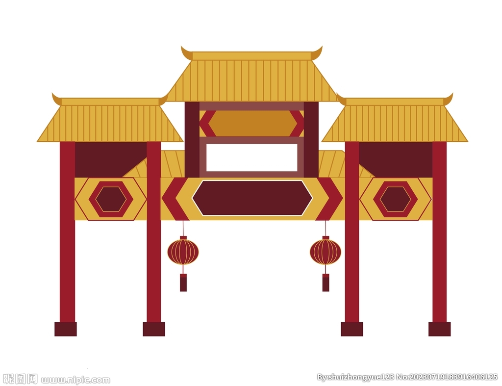 中式建筑牌坊门楼