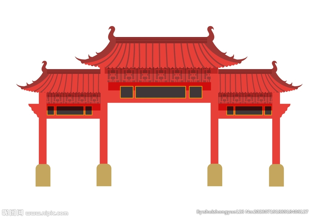 中式建筑牌坊门楼