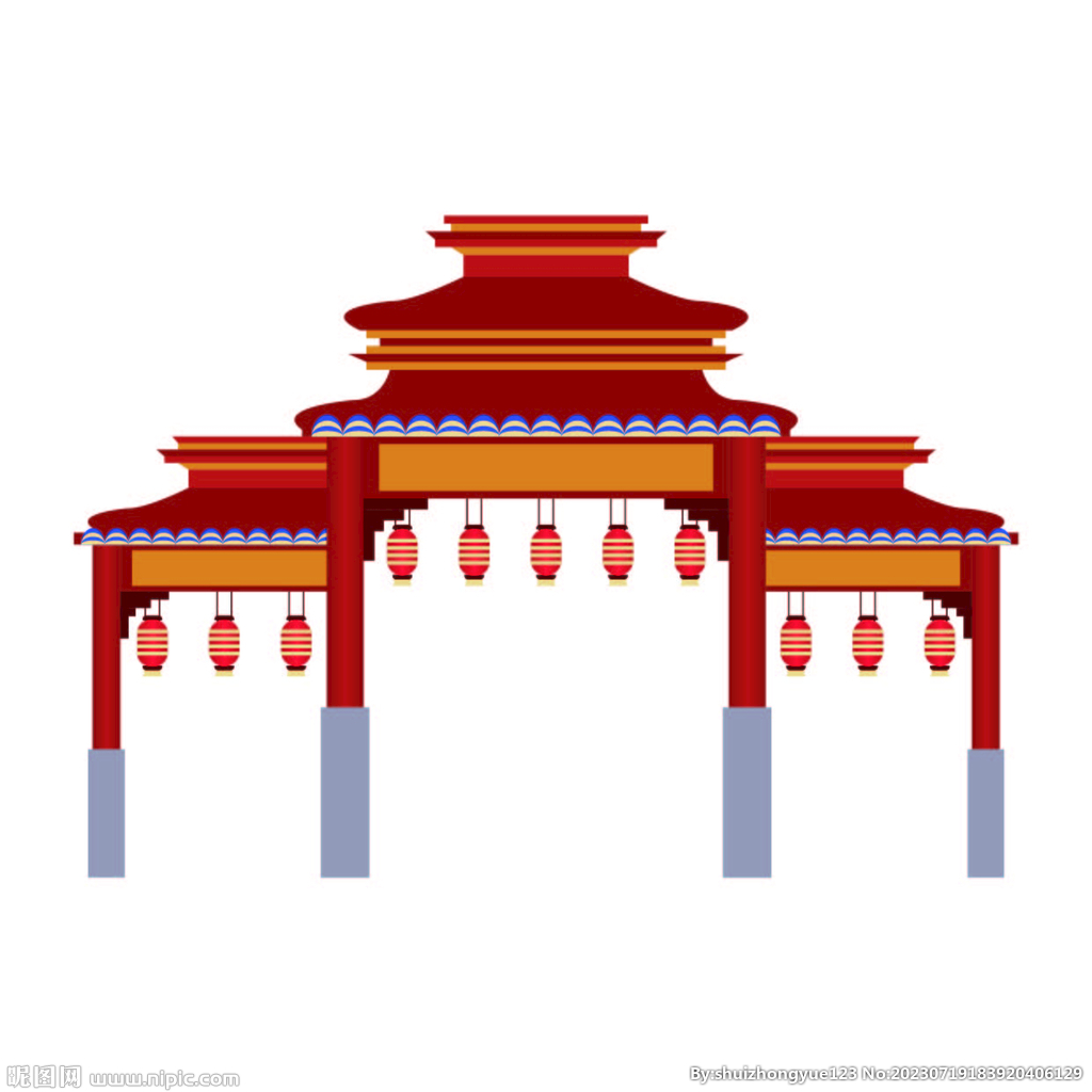 中式建筑牌坊门楼