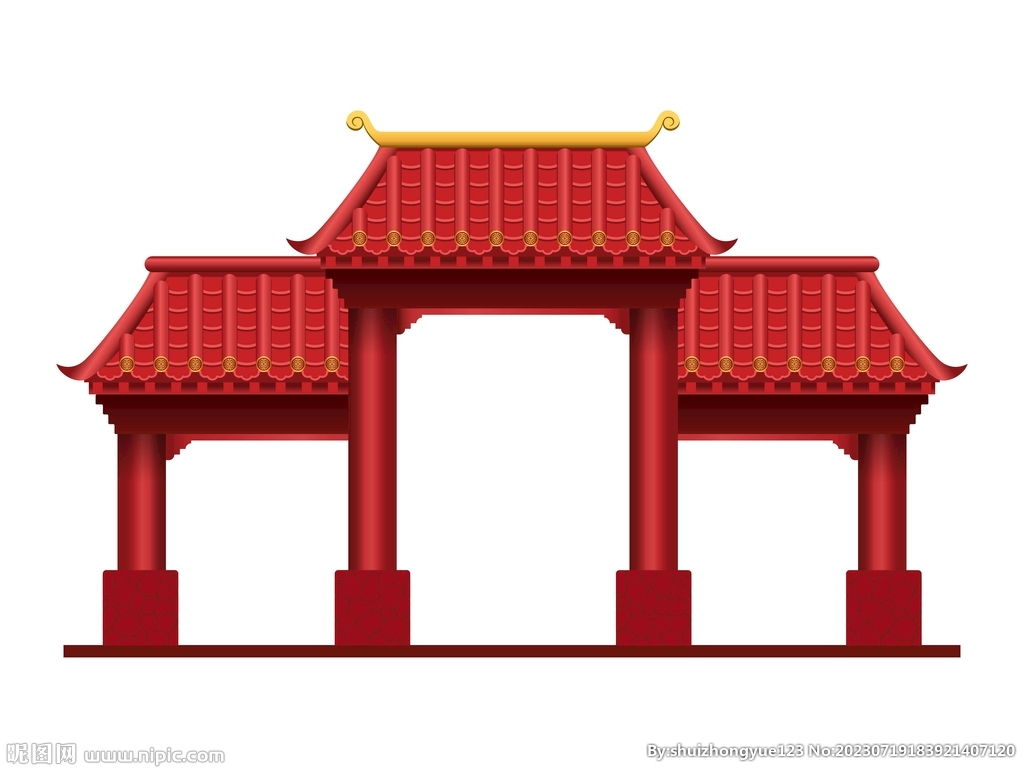 中式建筑牌坊门楼