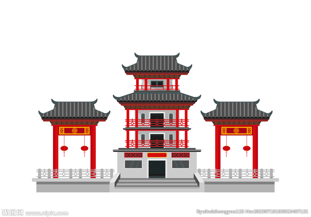 中式建筑牌坊门楼