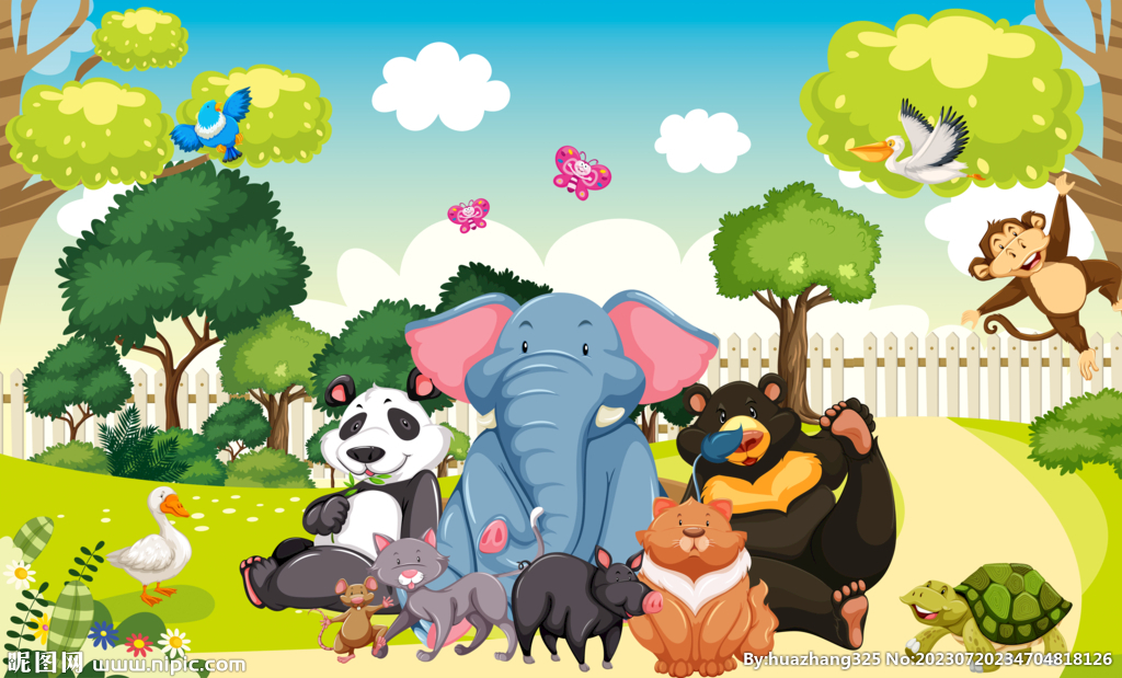 卡通动物森林背景
