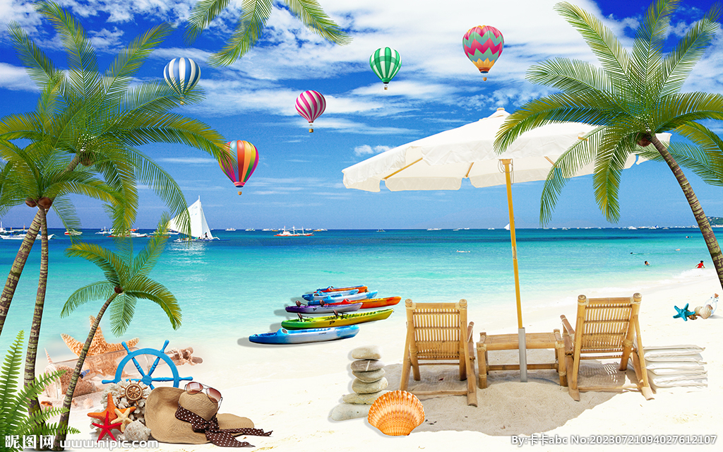 浪漫海边沙滩电视背景墙