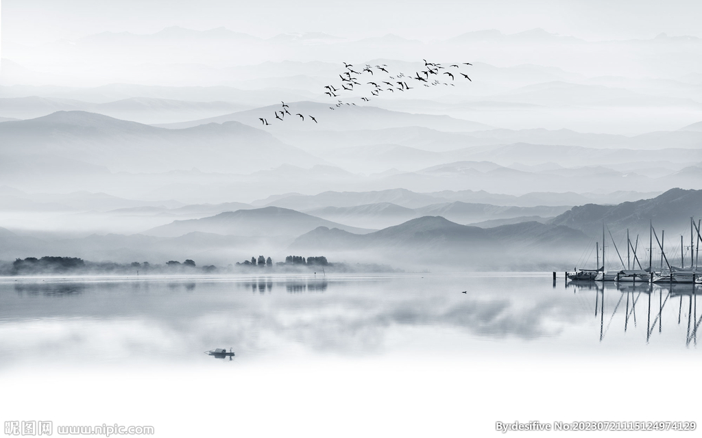 意境山水画背景墙