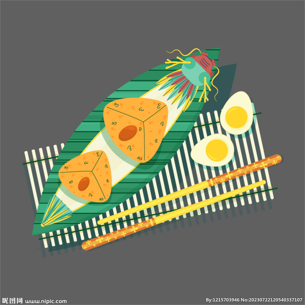 端午节龙舟粽子插画素材