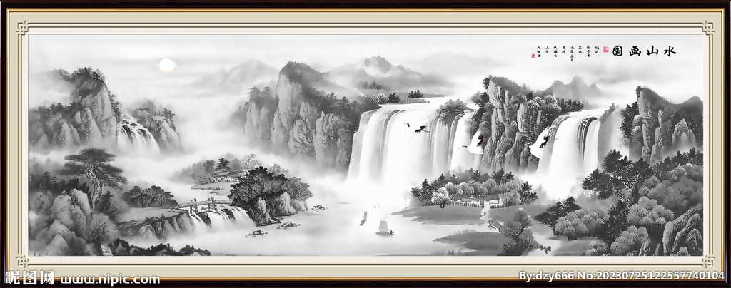 国画中堂画 客厅山水画