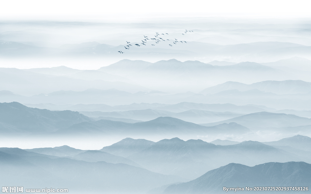 山水水墨画背景墙