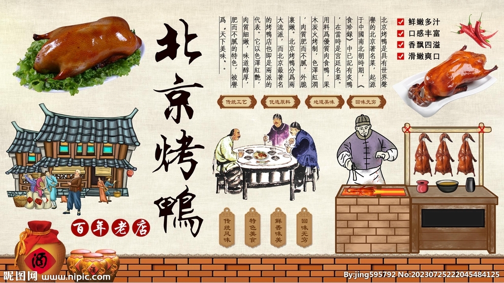 北京烤鸭背景墙