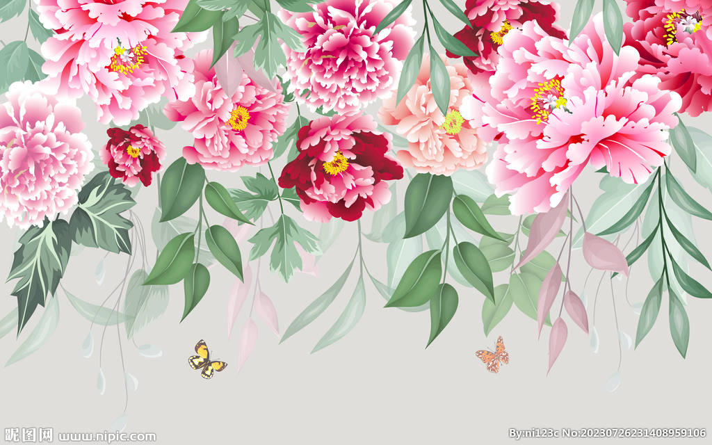 美式蔷薇花墙田园风花卉背景墙