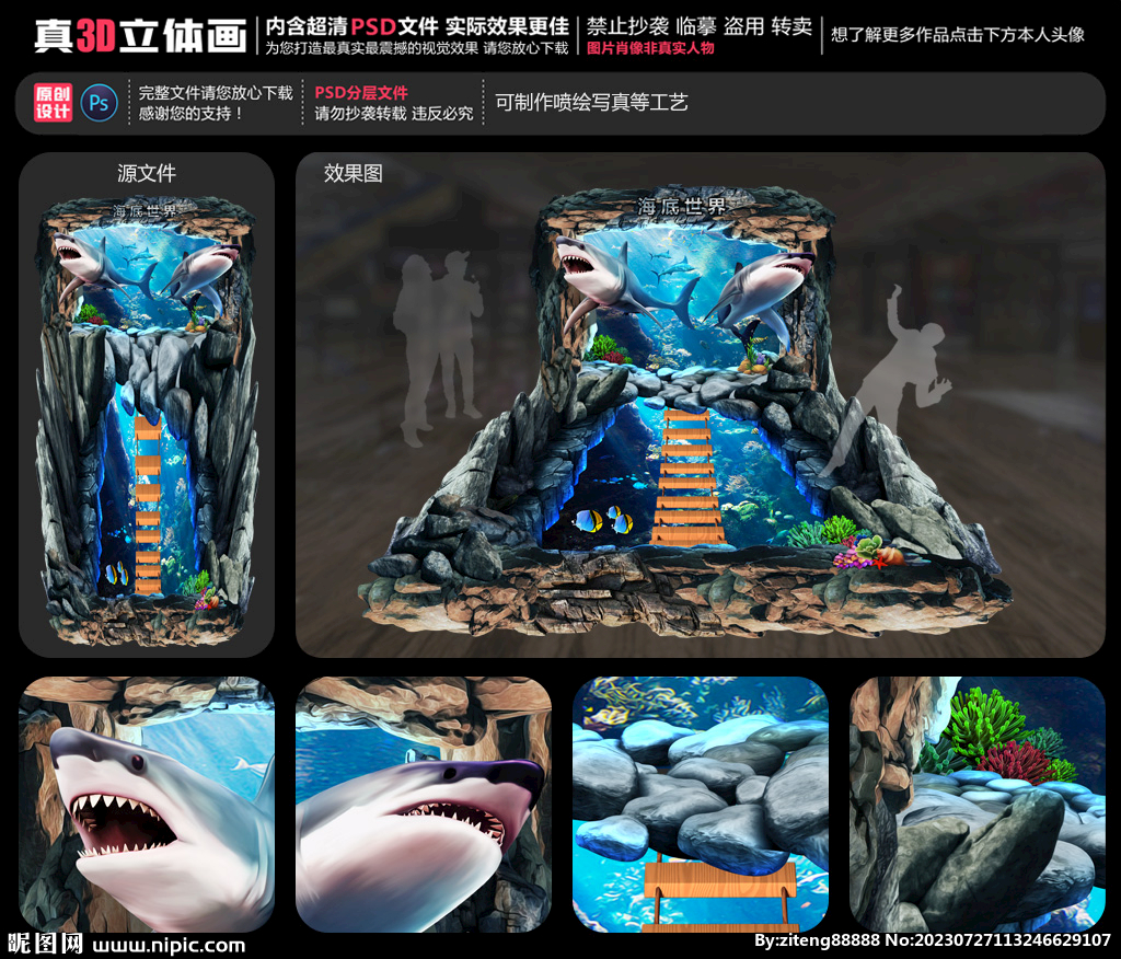 鲨鱼立体画