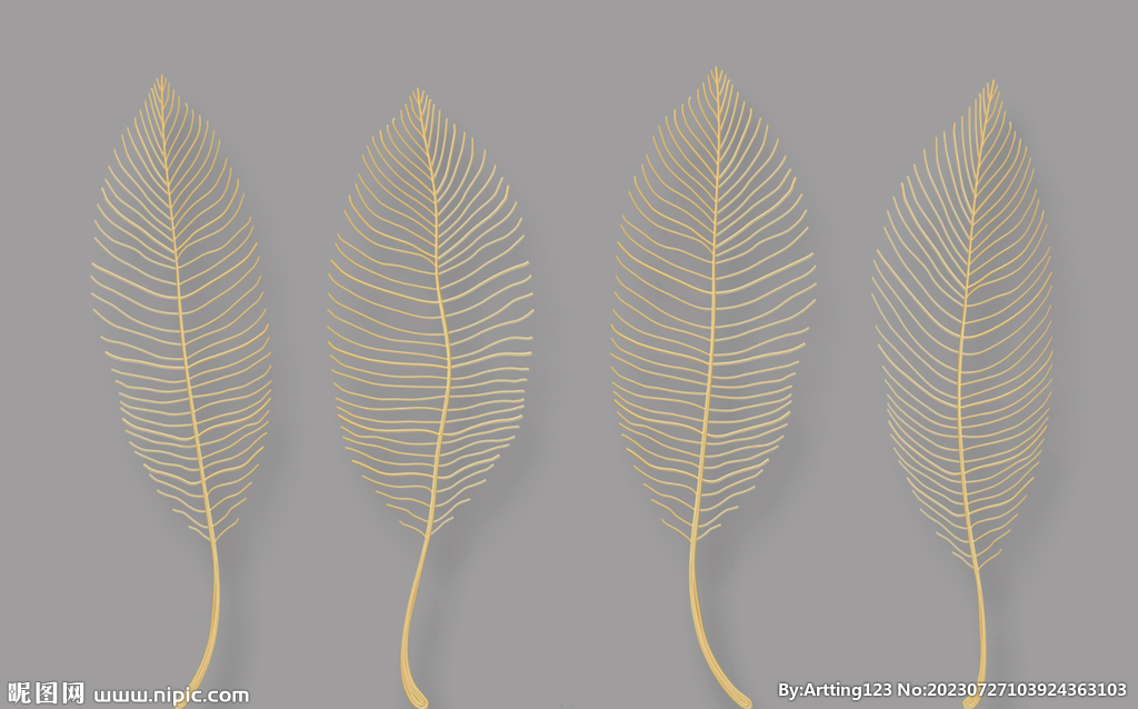 金色线条叶子背景墙