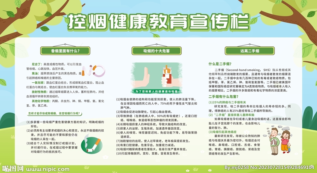 控烟戒烟禁烟健康教育宣传栏